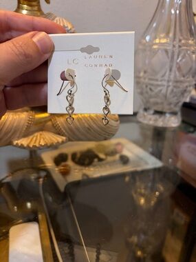 LC Lauren Conrad Silver Heart Link Dangle Earrings